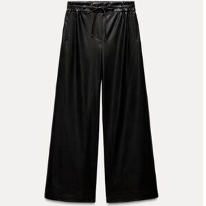 Zara - Faux Leather Wide Leg Pants - NWOT